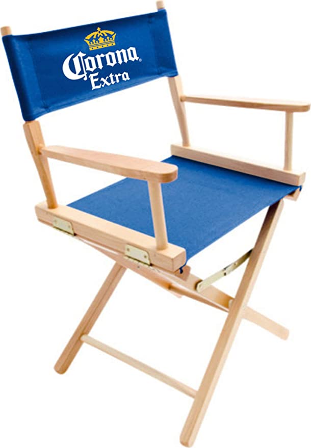 SILLA TIPO DIRECTOR DE MADERA COLOR AZUL REY