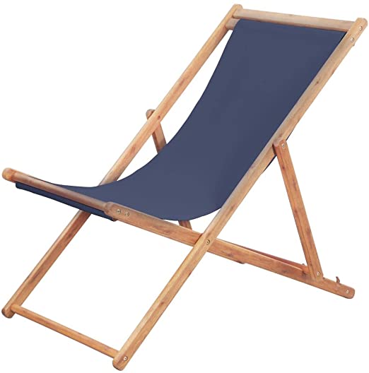 SILLA TIPO PLAYA DE MADERA COLOR AZUL REY